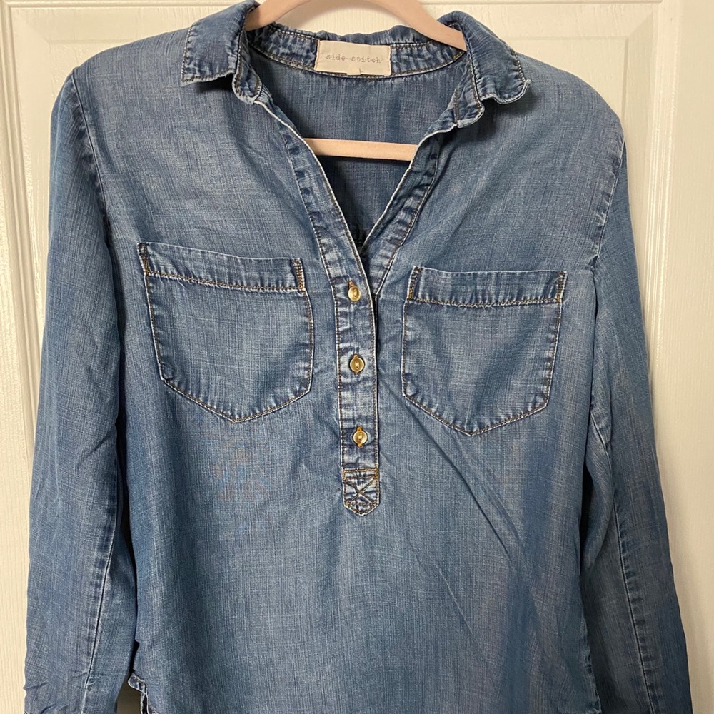 Light weight denim button blouse